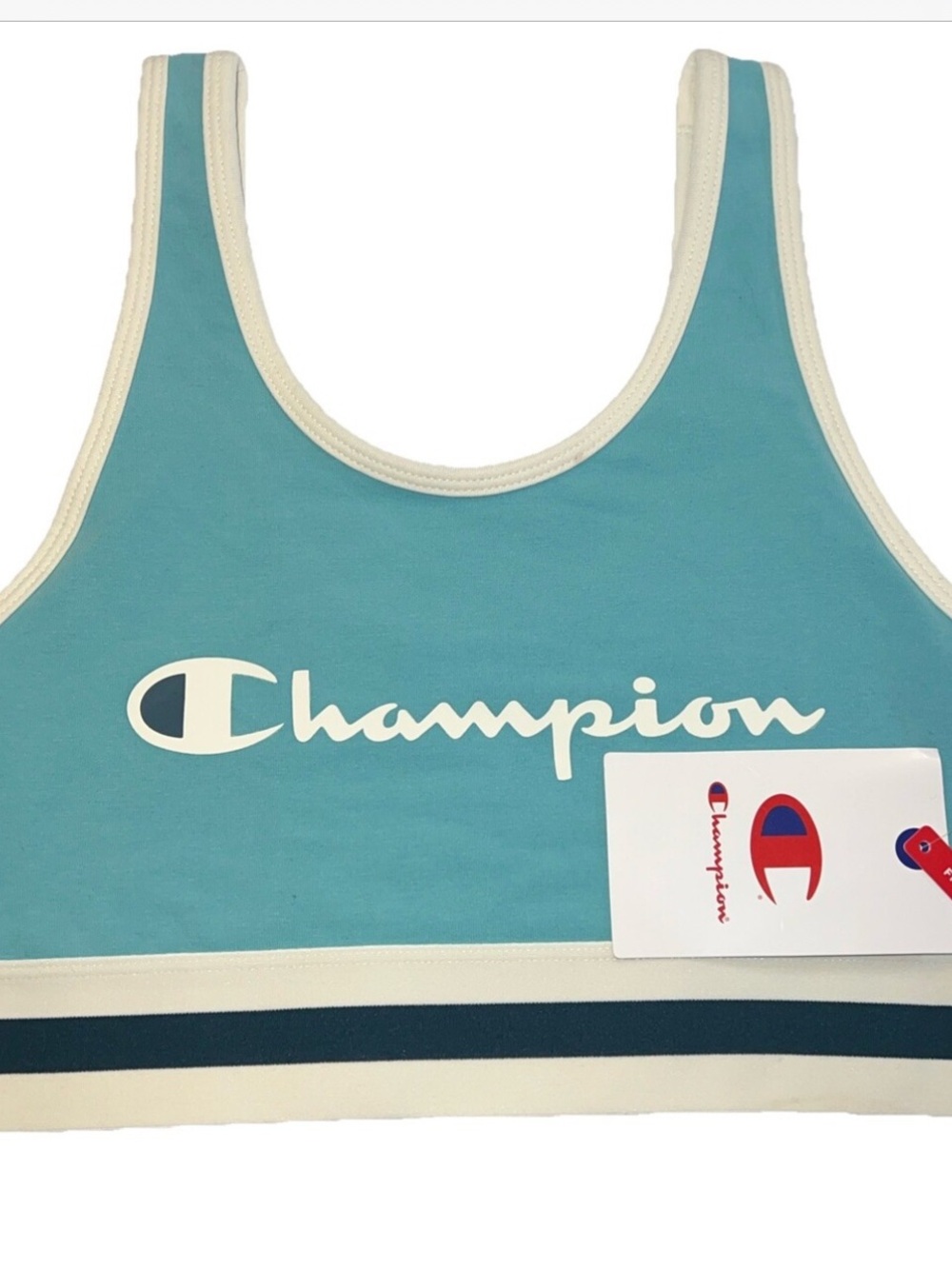 Champion Women’s Iconic Bra Top 3X Milky Way Blue NWT Cotton Stretch Crop Sports
